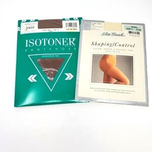 NOS VINTAGE PANTYHOSE NYLONS HOSIERY ISOTONER & SEARS NICE TOUCH WOMEN LOT OF 2